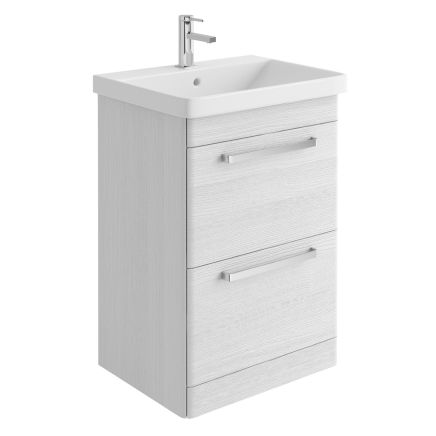 500mm Floor Standing Vanity Unit & Basin in White with Chrome Handles