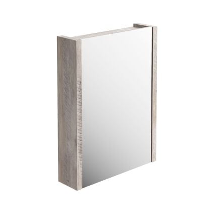 600mm Single Mirrored Cabinet - Light Sawn Oak