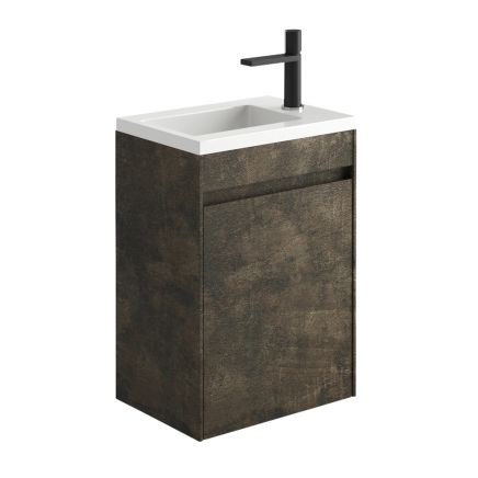 440mm Wall Hung Cloakroom Vanity Unit with Resin Basin in Metallic