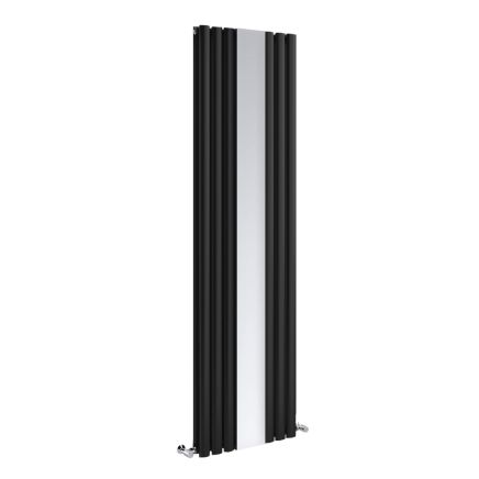 Black Vertical Mirror Radiator - 1800x500mm