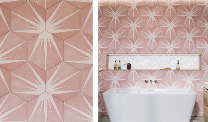 Lotus Hex Matt Pink Hexagon Porcelain Tile - 198x228mm